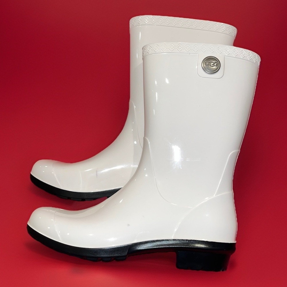 UGG Sienna Rubber Rain Waterproof Mid Calf Boots White Women's Size 6